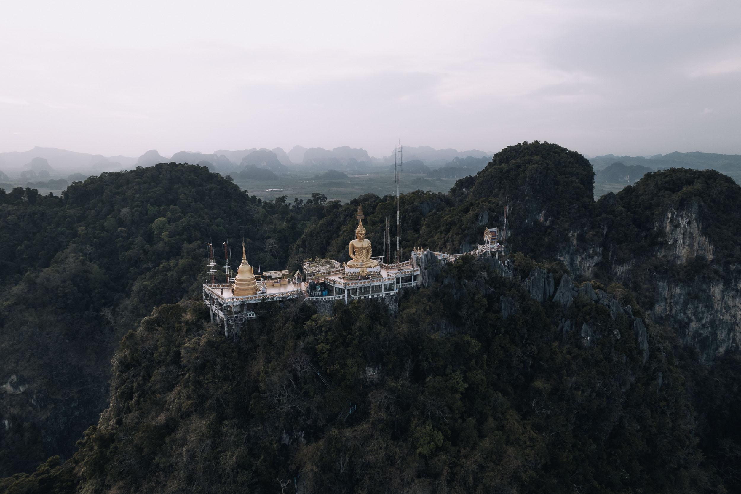 Tiger temple at sunset