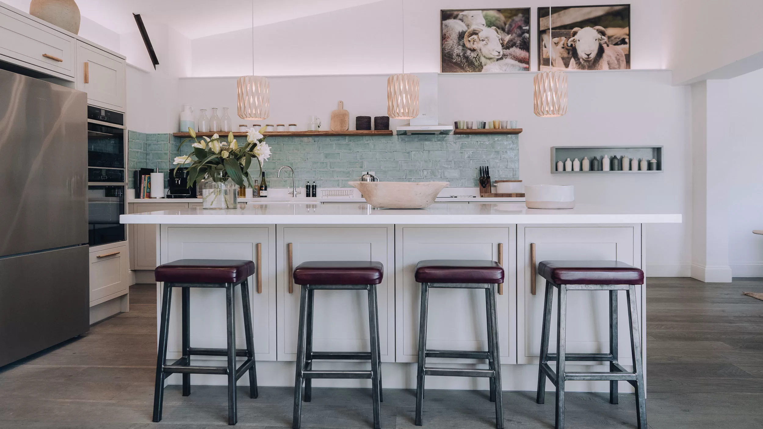 the luxury kitchen at Bibury Farm Barns