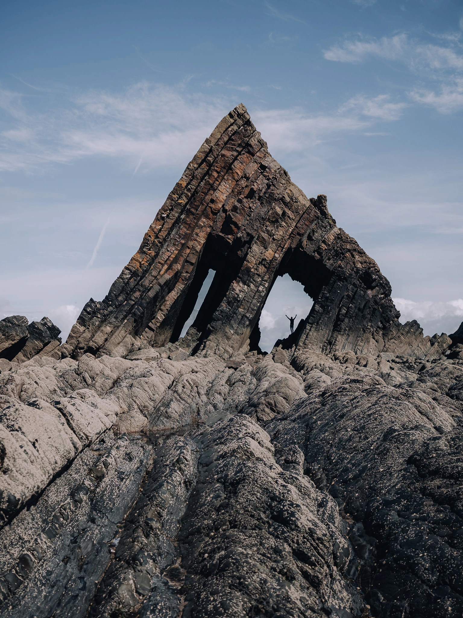 Iconic black church rock in Devon on a summers day