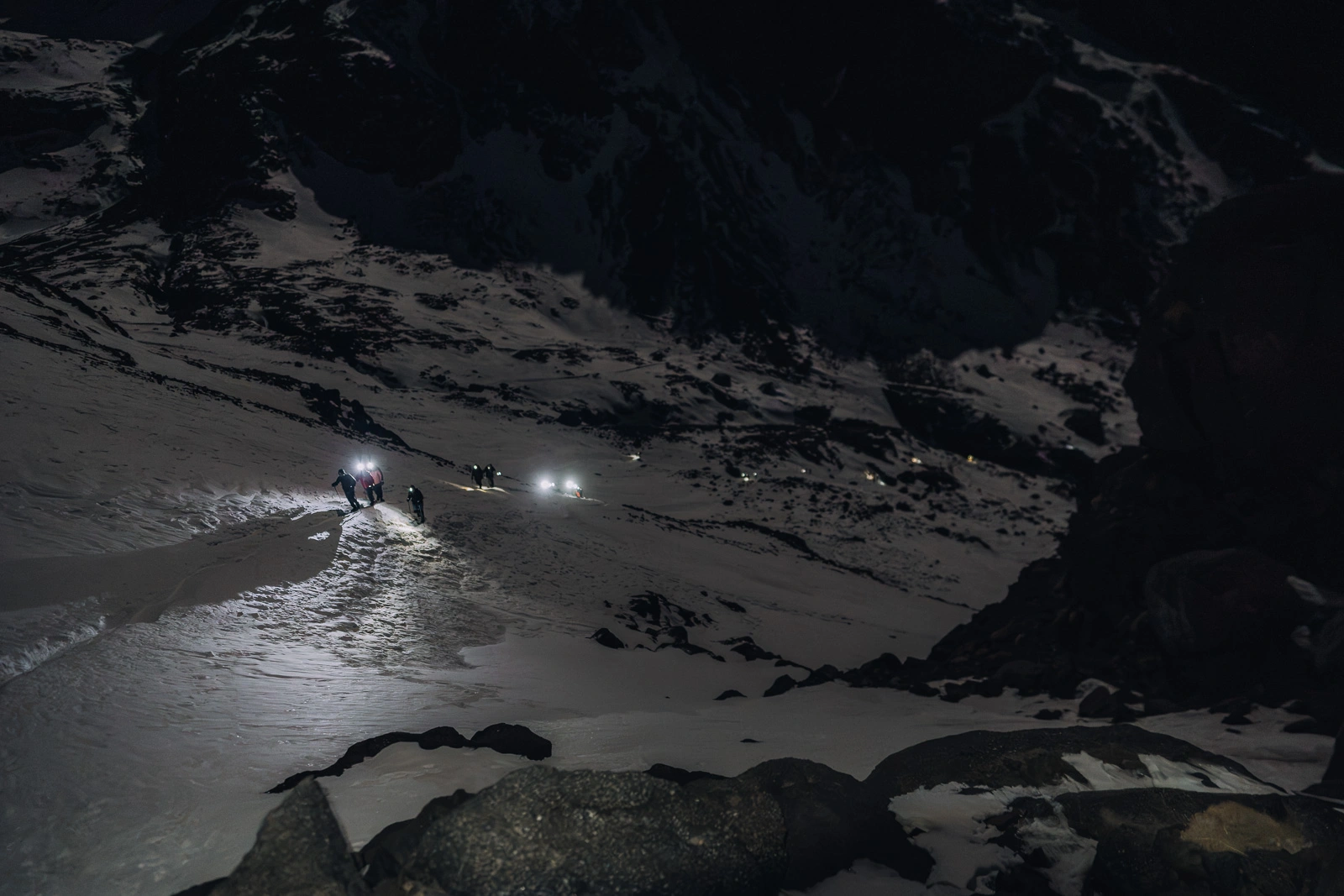 Snow-covered Atlas Mountains near Mount Toubkal at 530am