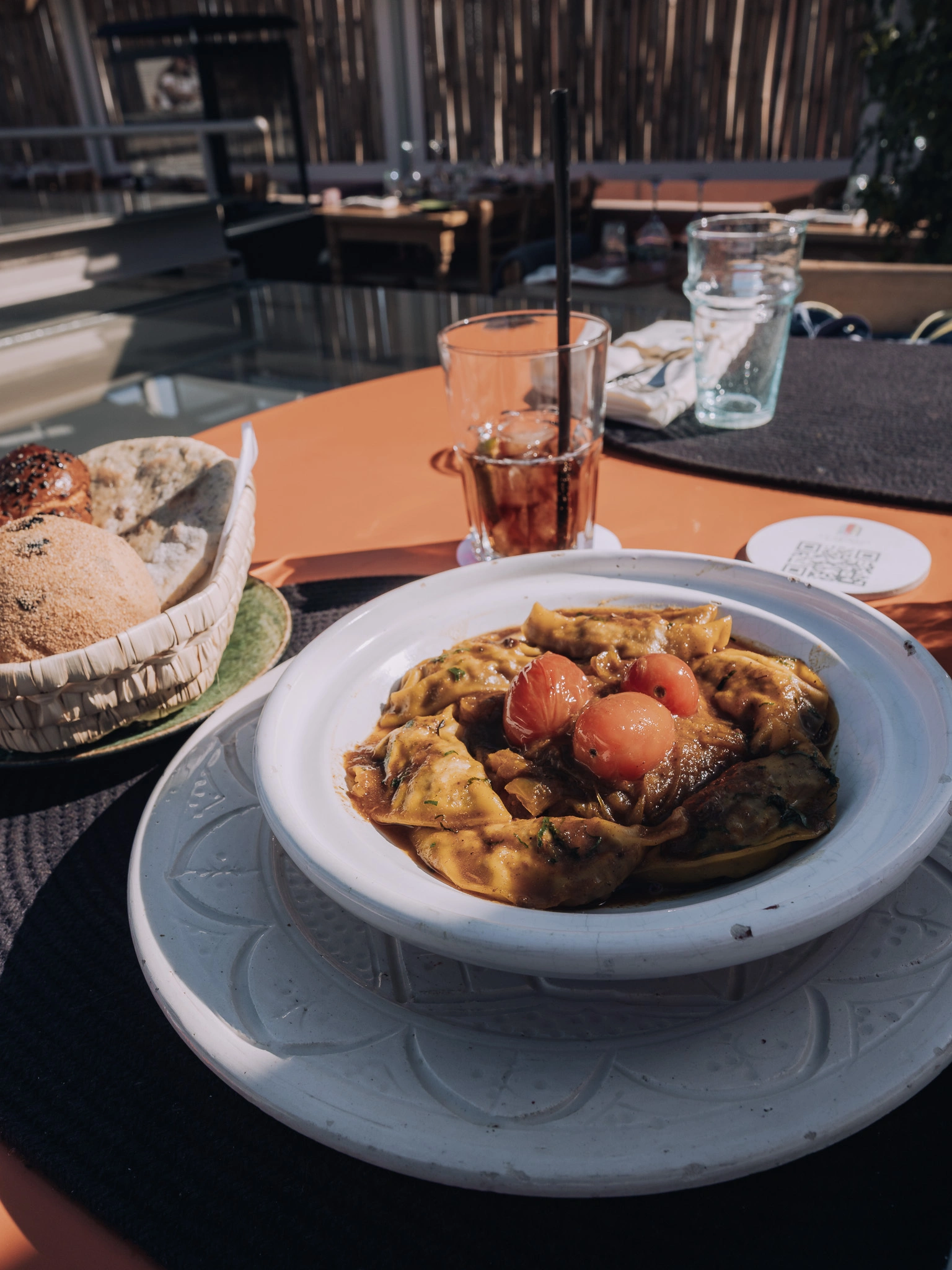Traditional Moroccan dish served at a restaurant in Marrakech