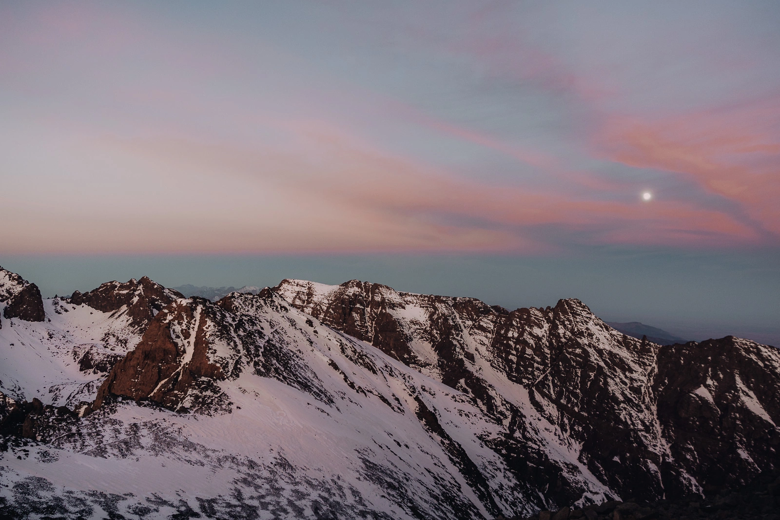 Sunrise from the summit of Mount Toubkal in Morocco