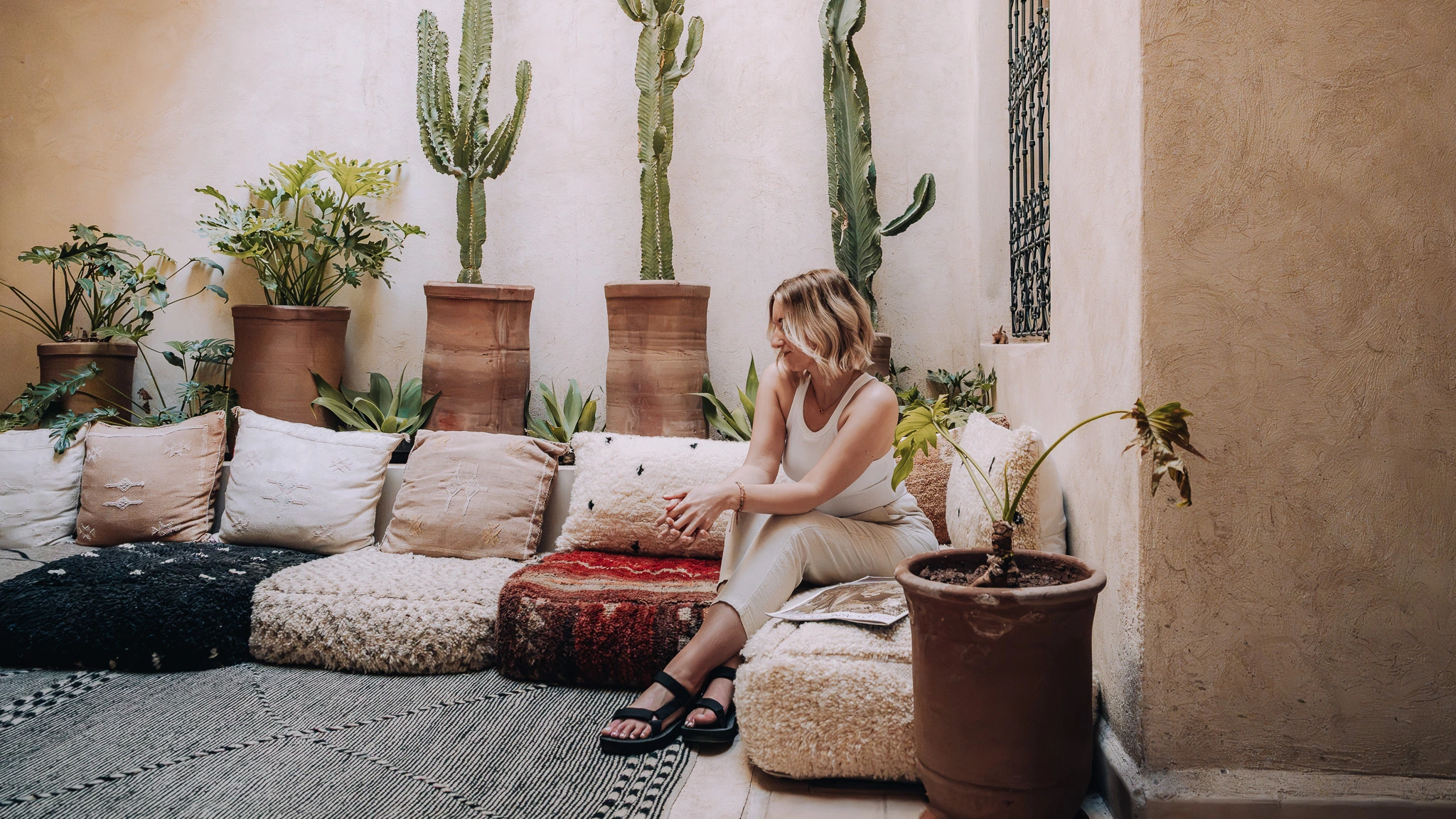 Courtyard at Riad Solange Marrakech, a boutique riad in the Kasbah district of Marrakech.