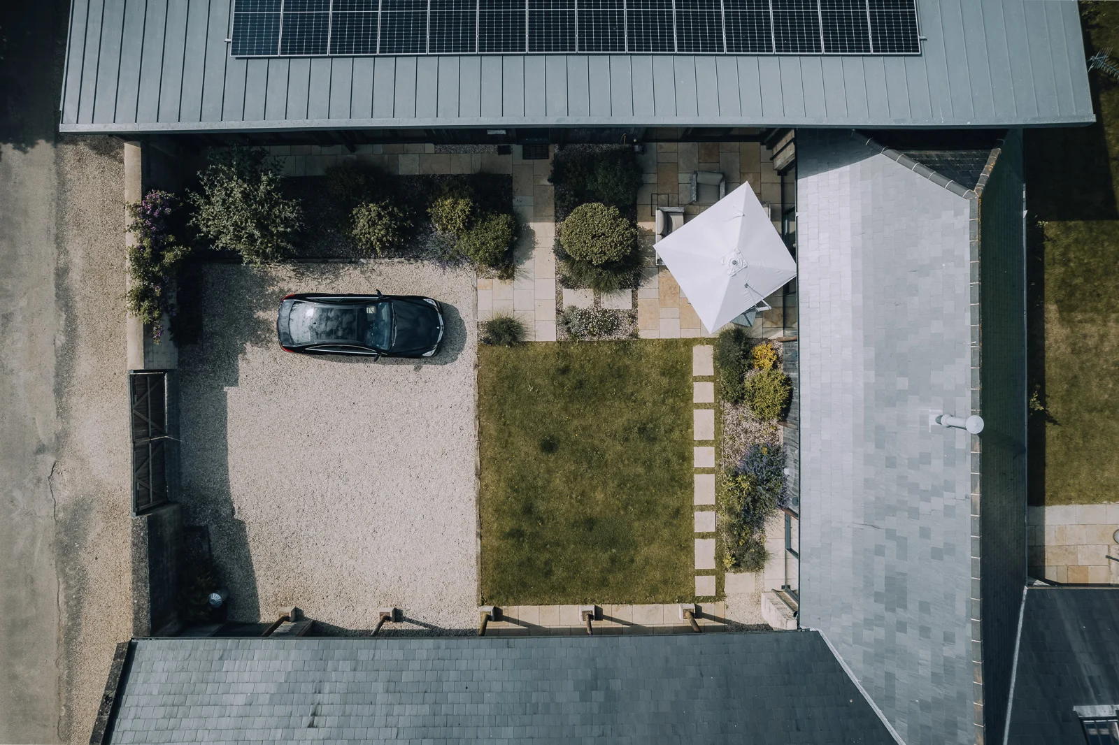 Aerial view of the Bull Pen at Bibury Farm Barns